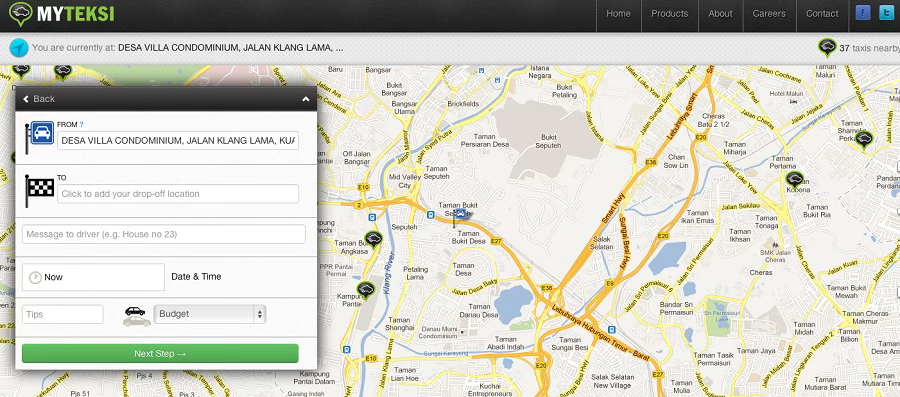 Old MyTeksi screenshot