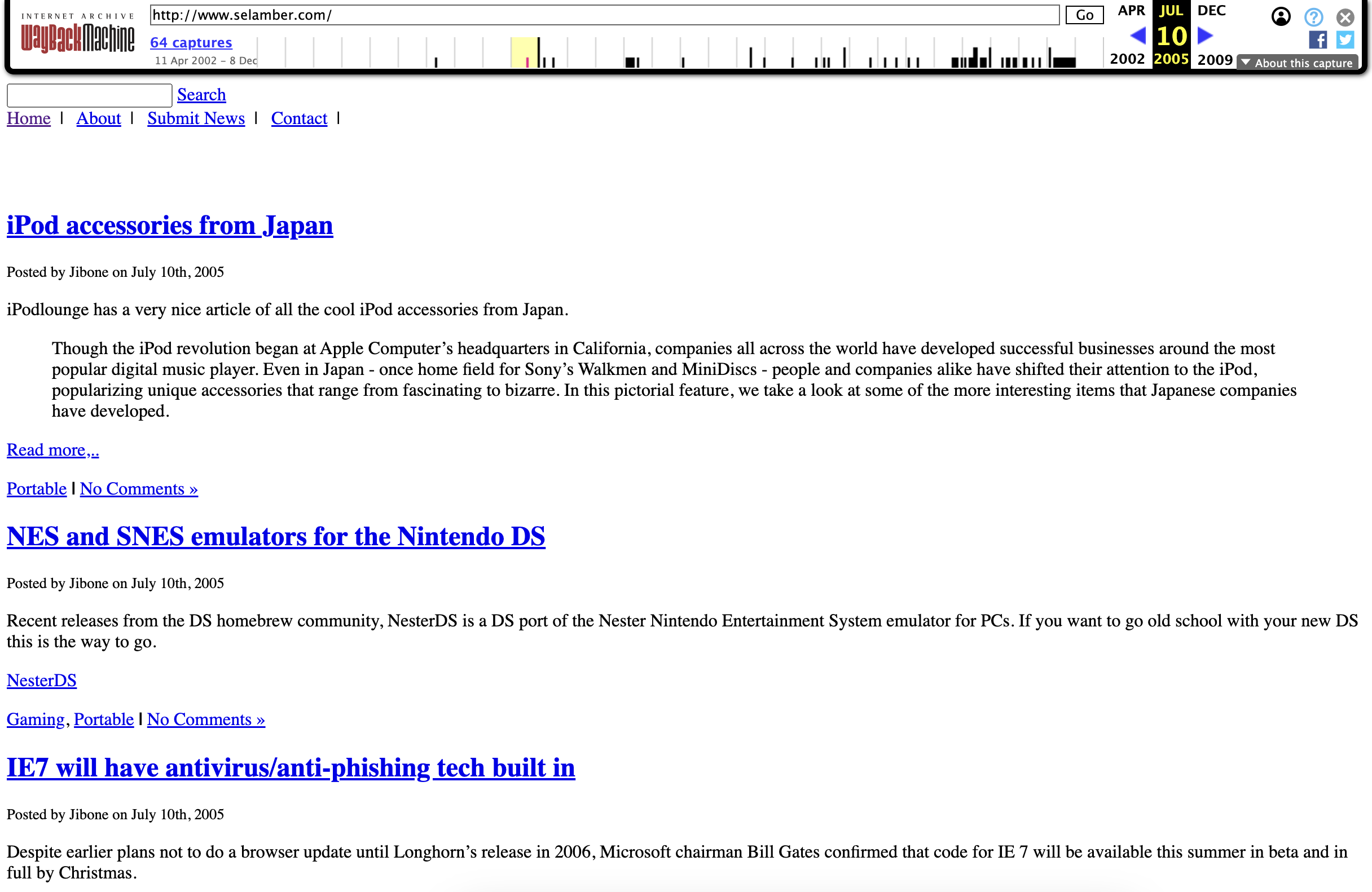 Selamber.com wayback machine screenshot